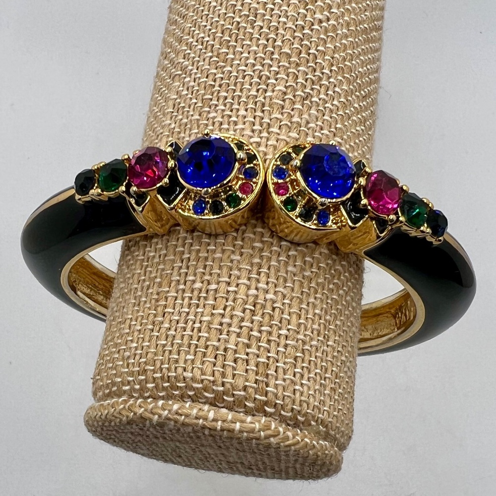 Talbots Jeweled Black Enamel Clamper Bracelet - Picture 5 of 6